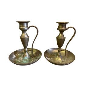 Vintage Waccamaw Brass Works (Hand Crafted) Pair of Candlestick Holders 5.5”